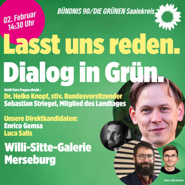 Einladung: Lasst uns reden. Dialog in Grün.